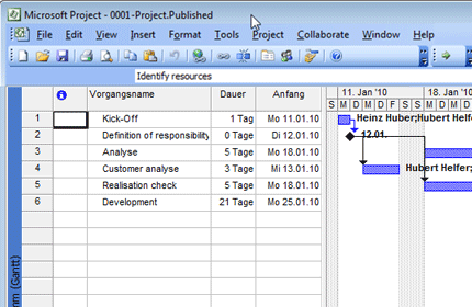 Microsoft Project import and export functions