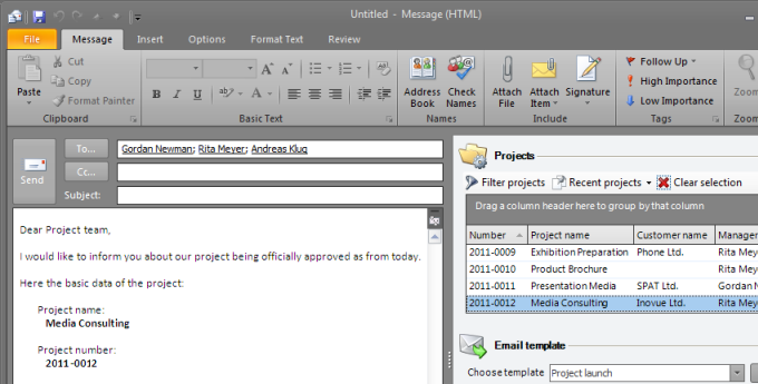 E-mail Templates and Predefined Text Modules