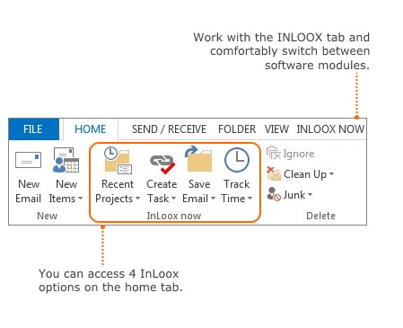 Here you can find your projectmanagement software InLoox in Outlook
