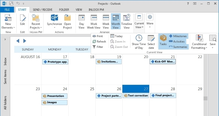 InLoox 9 for Outlook Global Calendar