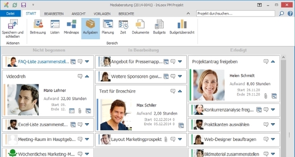 Projektmanagement Software InLoox in Outlook Kanban