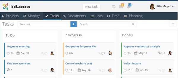 InLoox 9 Web App Kanban
