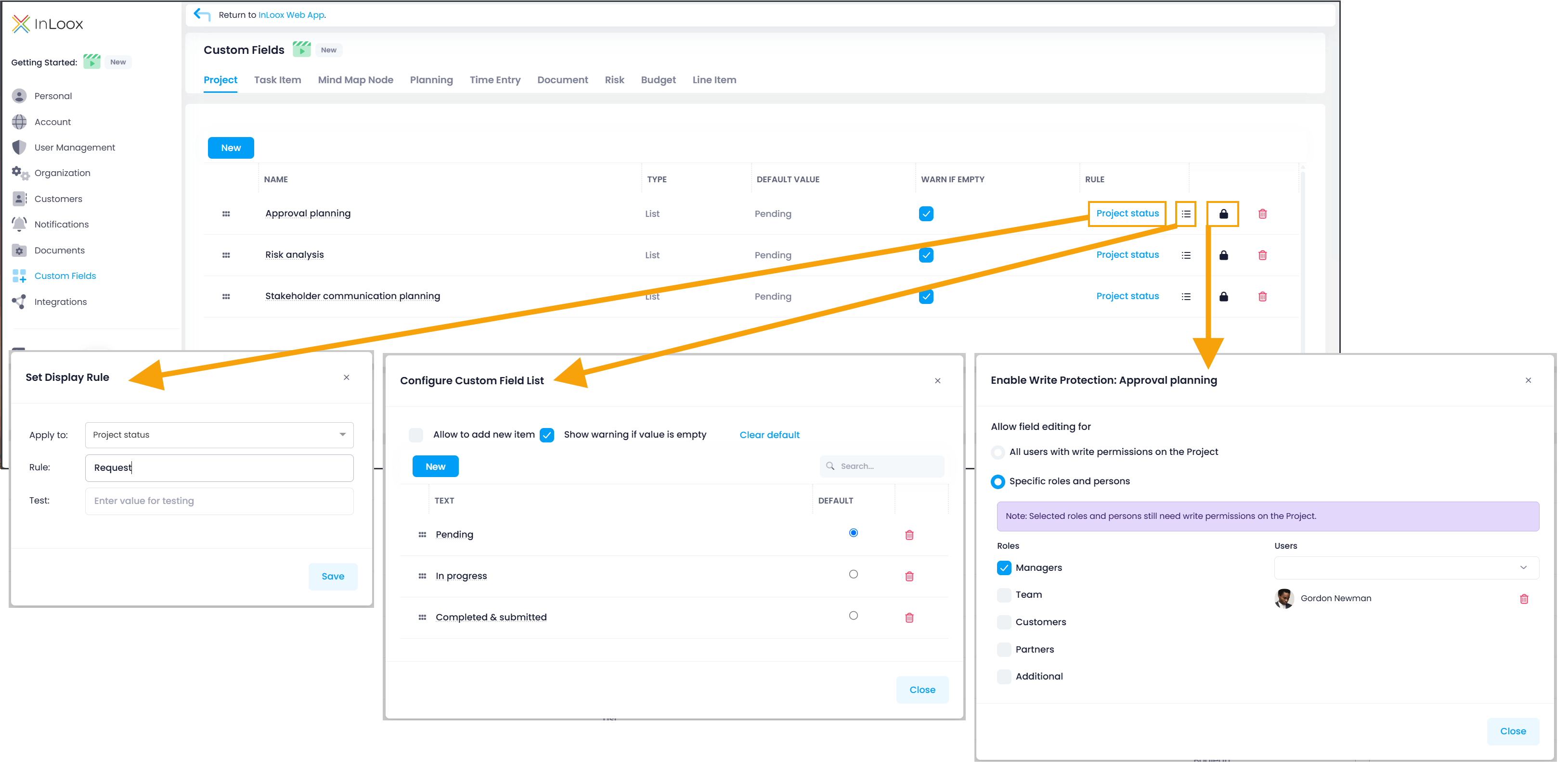 InLoox Custom Fields for Construction and Infrastructure Projects