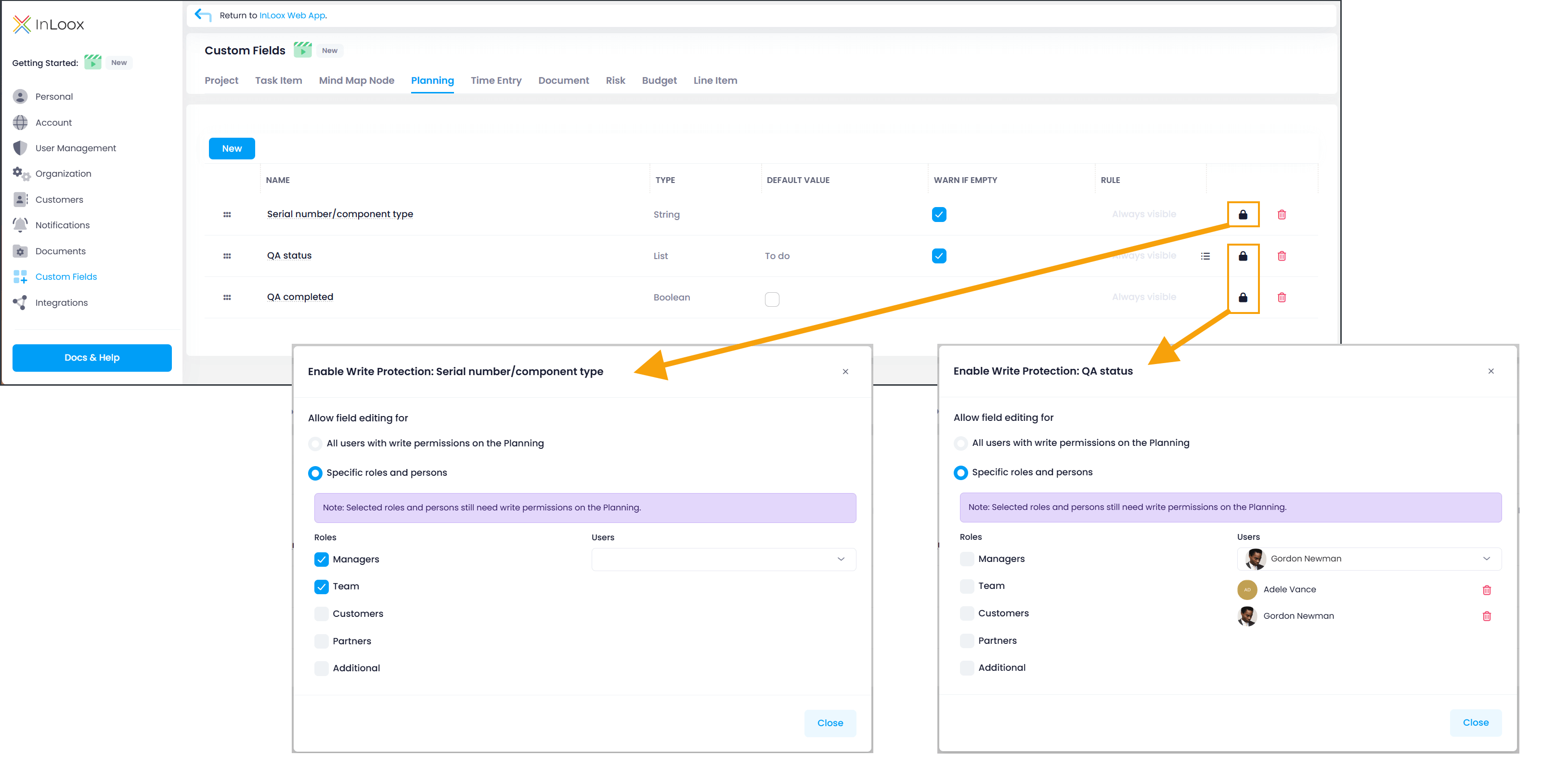 InLoox Custom Fields for Mechanical Engineering Projects