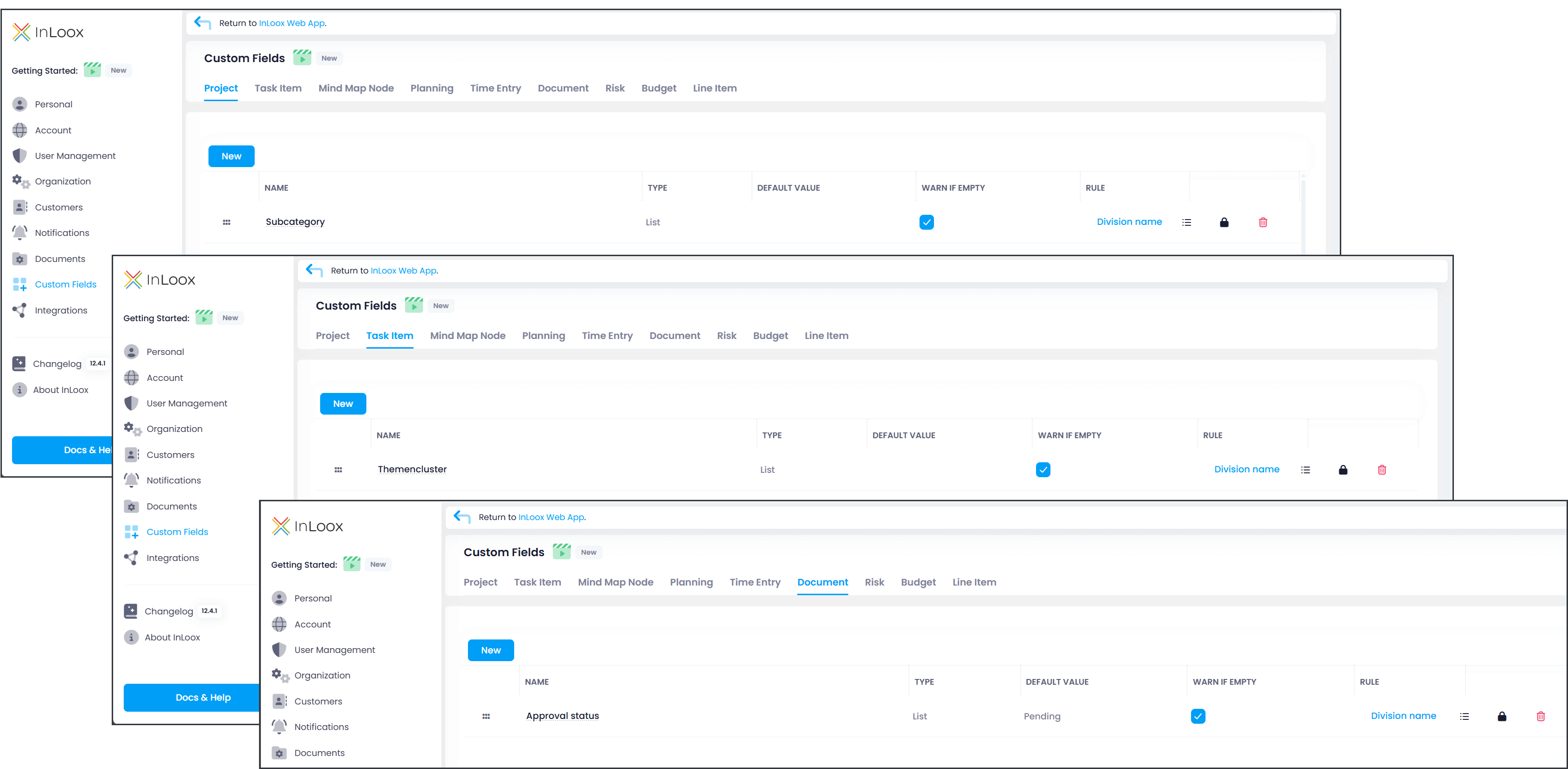 InLoox Custom Fields for Marketing Projects