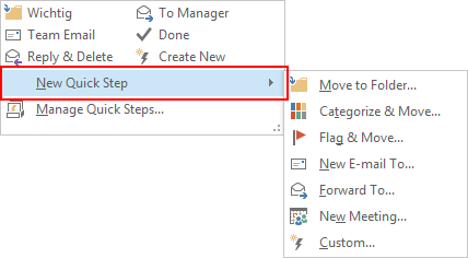 Add a new Quick Step in Outlook