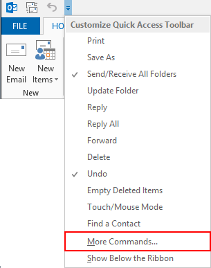 Quick access toolbar 