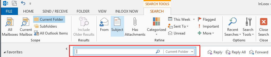 Outlook Search Toolbar
