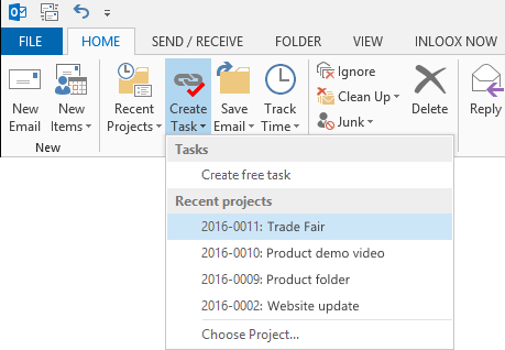 Transform mail into task with InLoox for Outlook 