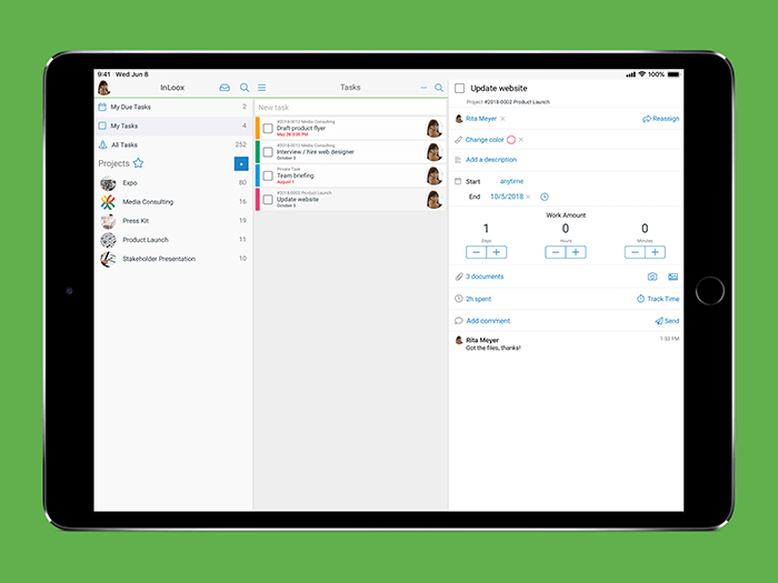 Tasks in InLoox Mobile App for iOS and Android