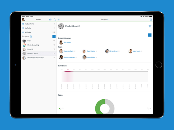Managing projects in InLoox Mobile App for iOS and Android