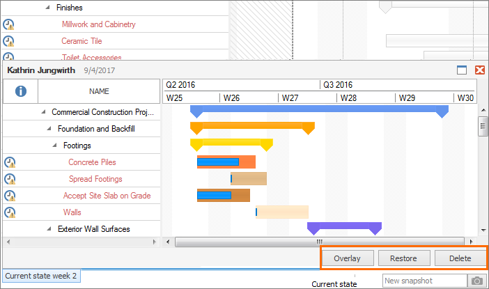 InLoox Best Practice 1_Overlay, Restore or Delete your snapshot
