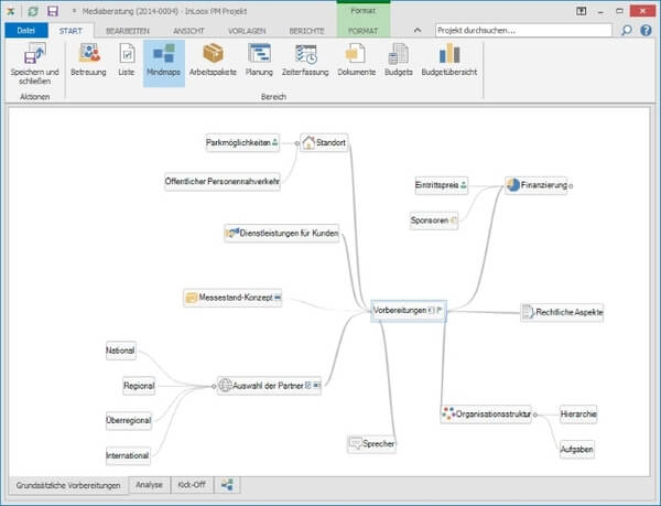 InLoox PM 8 für Outlook: Mind Map