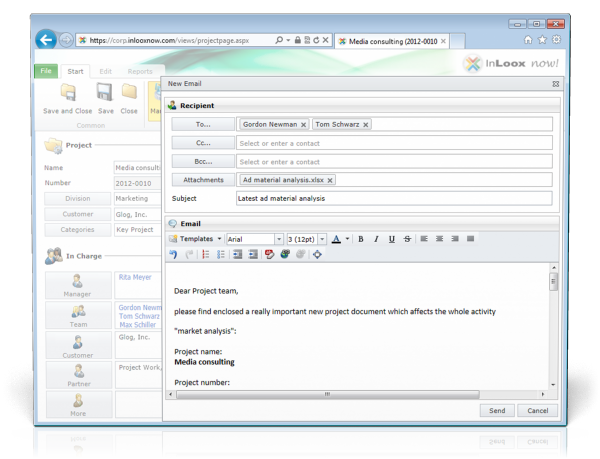 InLoox now! - Send e-mail