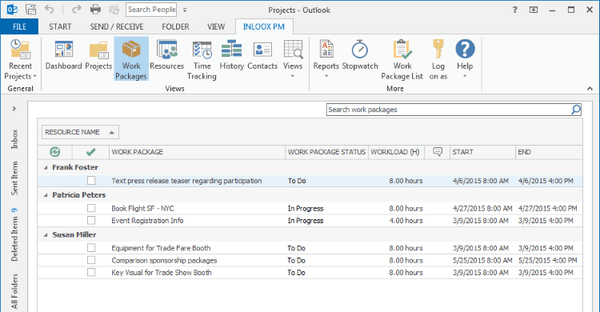 InLoox PM 8.2.3 - Manage project tasks in the work package list