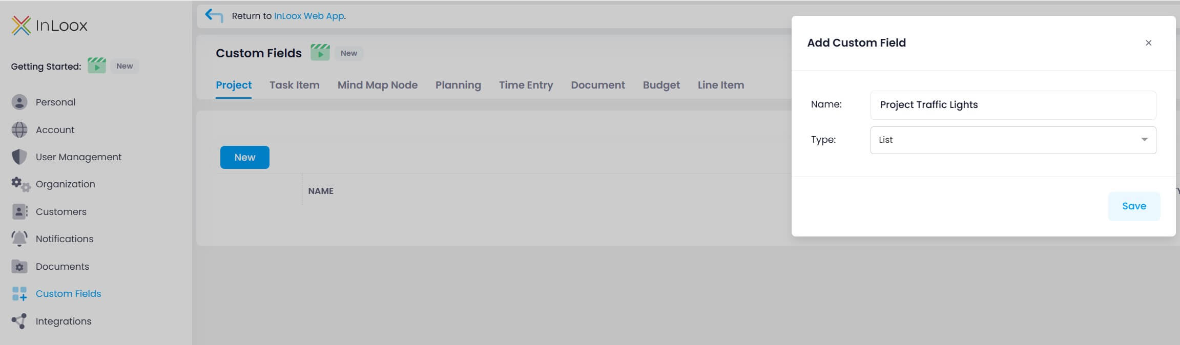 Create a custom field for project traffic lights - step 1