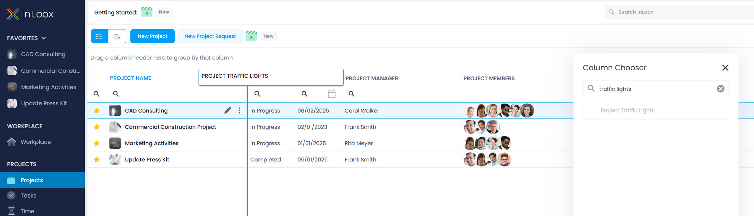 Show the project traffic lights column in the project list view - step 4
