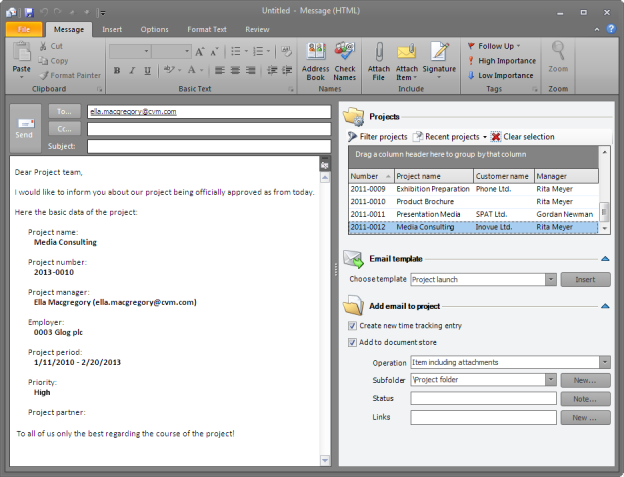 Quick access panels in InLoox PM