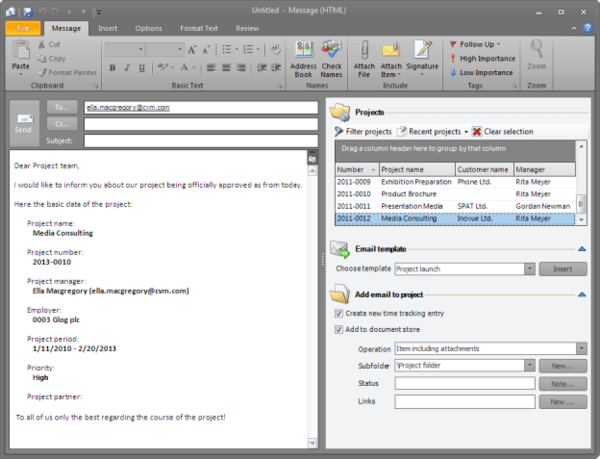 Quick access panels in InLoox PM