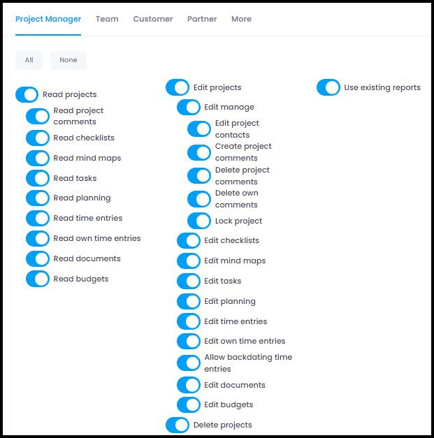 The definition of the project roles