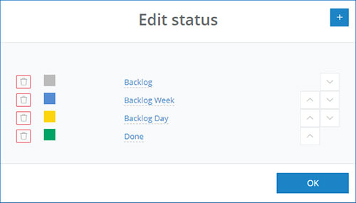 How to edit the Kanban status in InLoox Web App