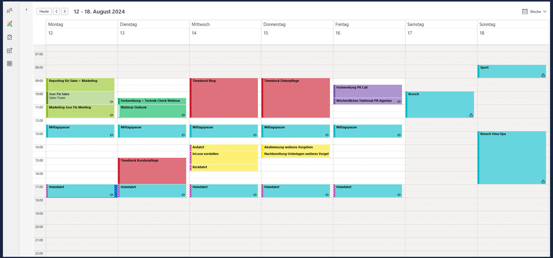 Timeboxing und Timeblocking im Kalender - Beispiel ©InLoox GmbH