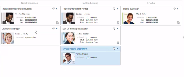 Die Kanban Ansicht in InLoox 9 für Outlook 