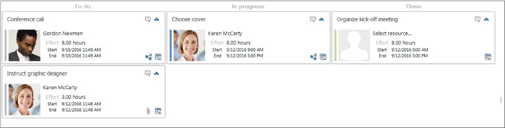 The Kanban board in InLoox 9 for Outlook