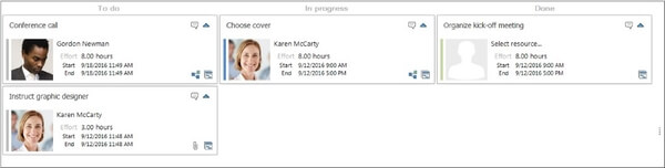 The Kanban board in InLoox 9 for Outlook