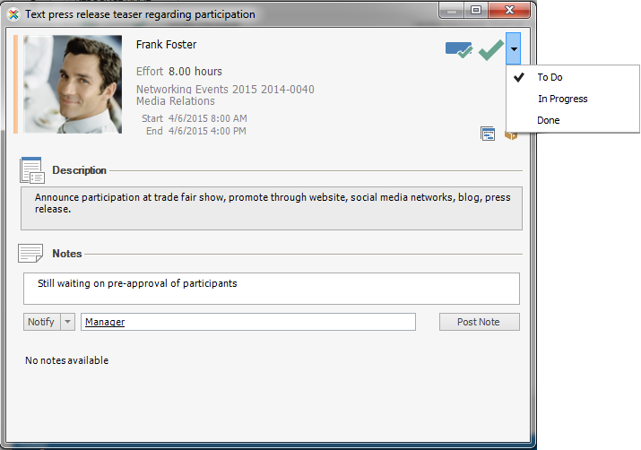 Task Management with InLoox PM: Work Package Status