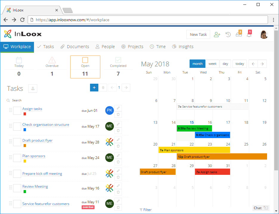 InLoox Web App: Workplace