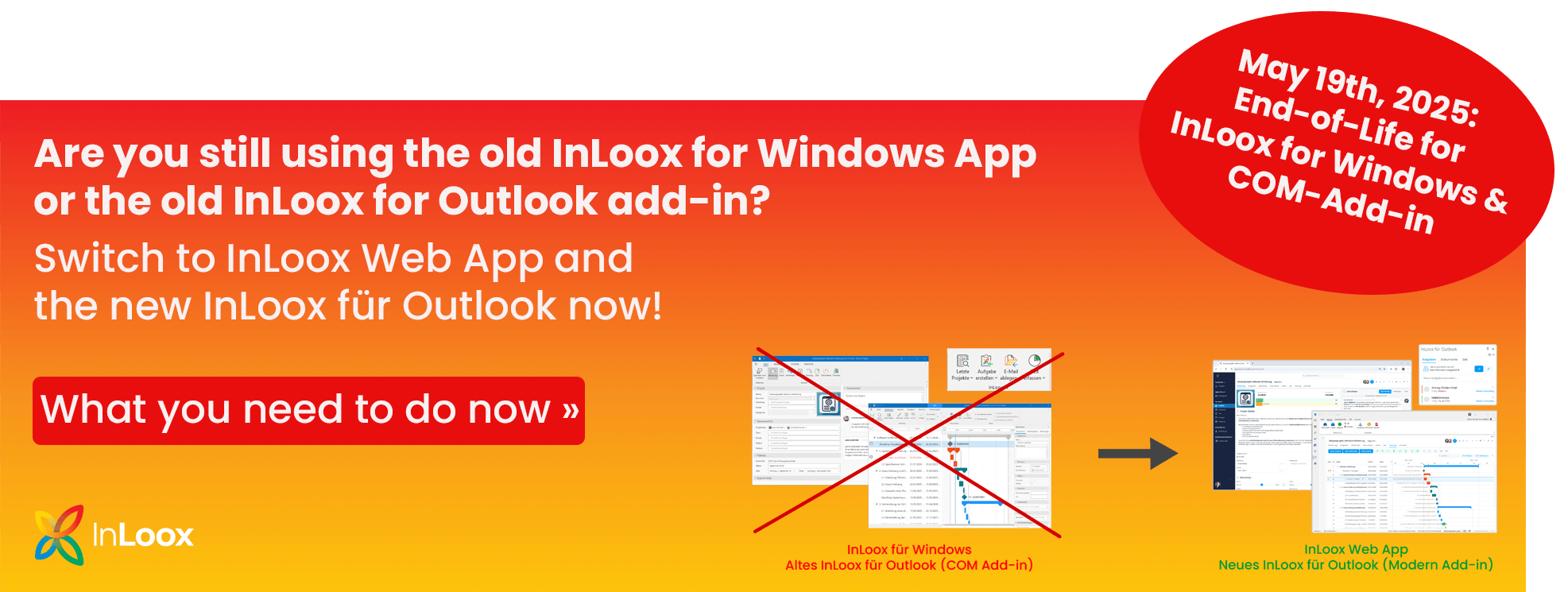 Switch from the old InLoox Apps to the new InLoox Web App & InLoox for Outlook modern add-in