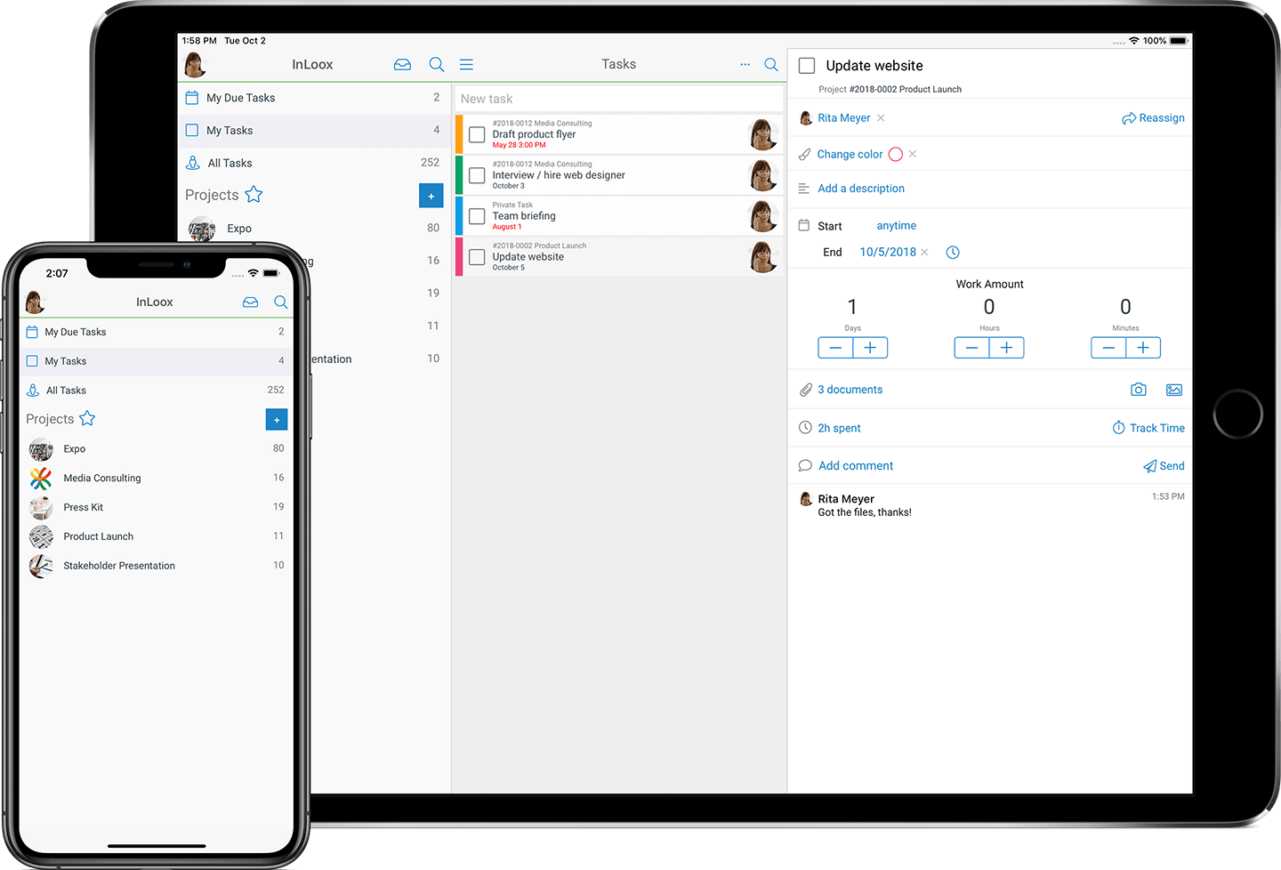 InLoox Mobile App for iOS and Android devices | Project Management Software