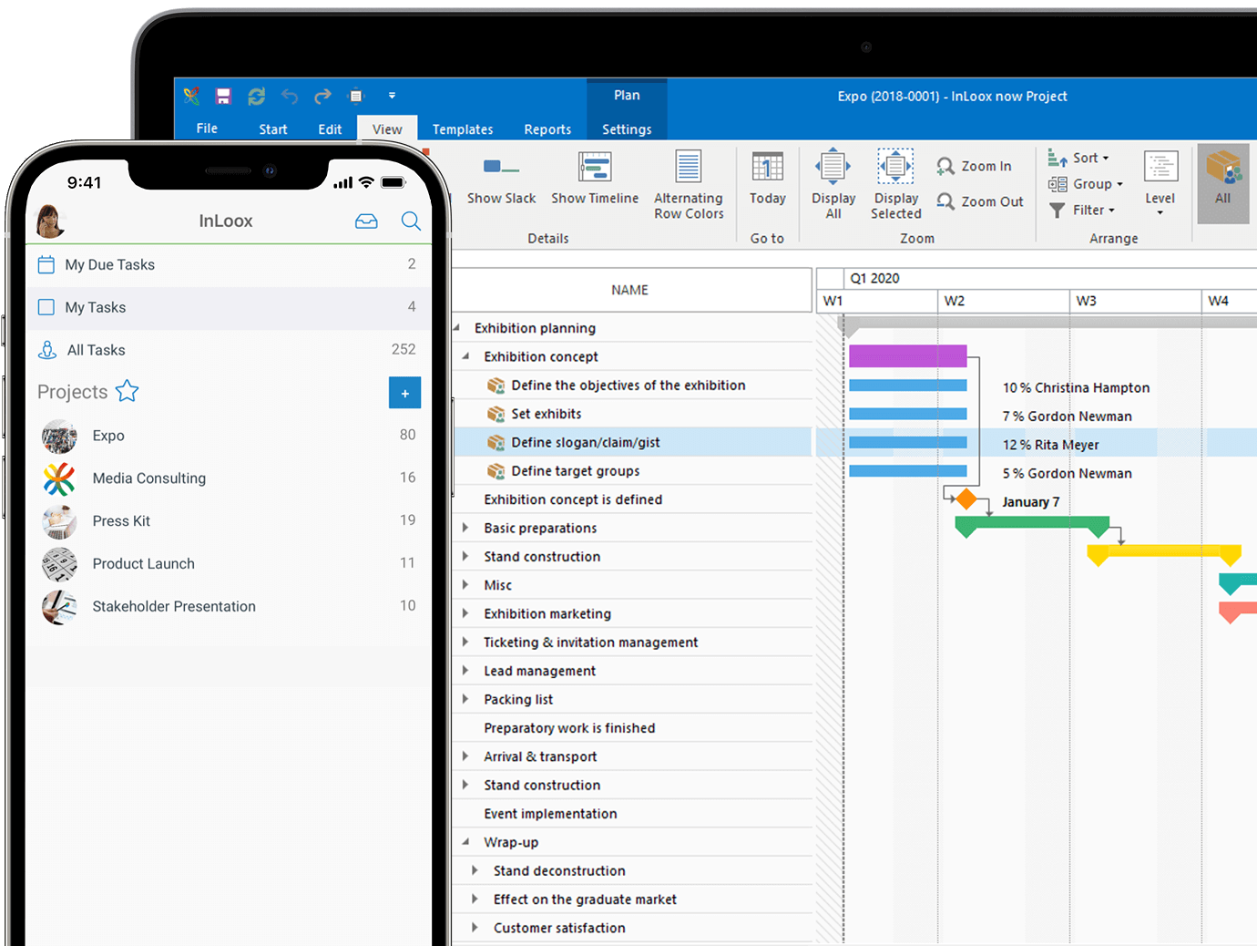 Project management with InLoox for Outlook and InLoox mobile app