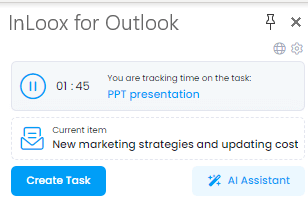 Info in sidepanel: Stopwatch and currently selected email