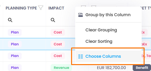 Choose columns