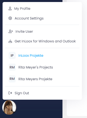 InLoox Settings in InLoox Web App