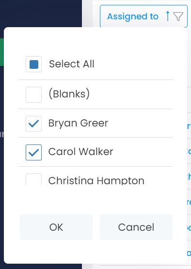 choose the responsible employees from the dropdown-menu