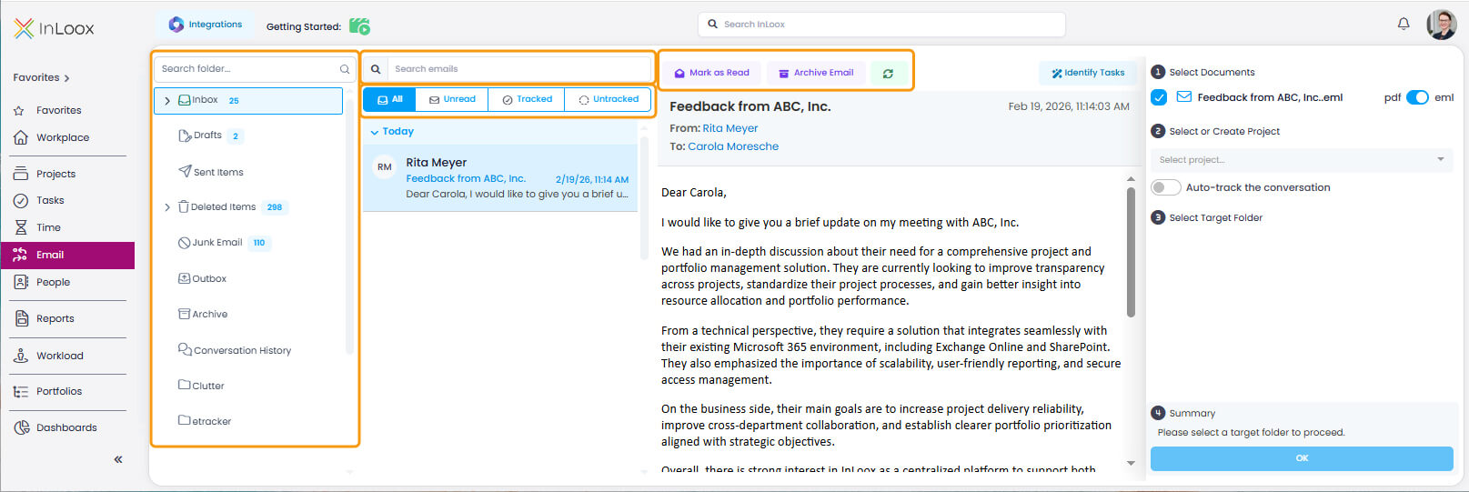 Overview of Email Features in InLoox