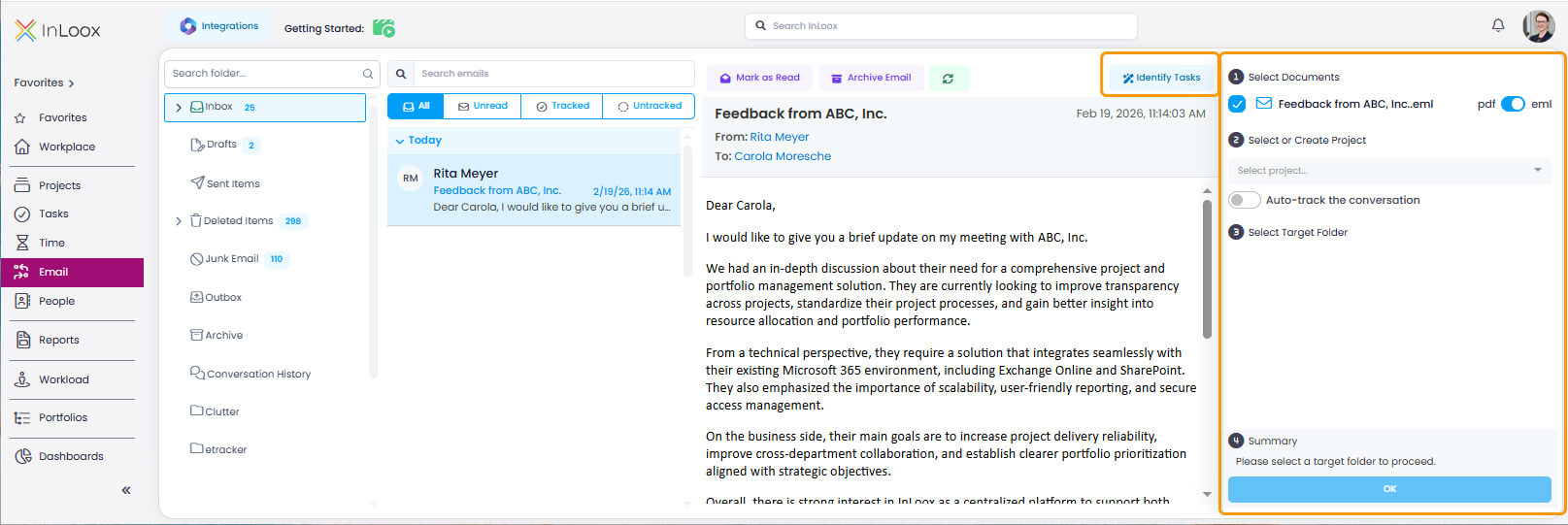 Overview of Email features in InLoox