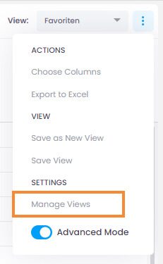 InLoox - list views - manage views