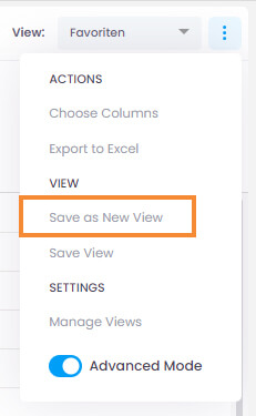 InLoox - save list view as a new view