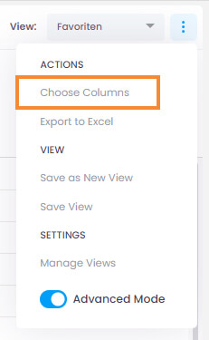 InLoox list views - choose columns