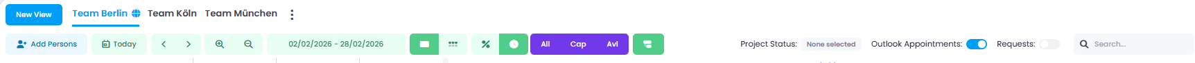 Navigation bar in InLoox workload