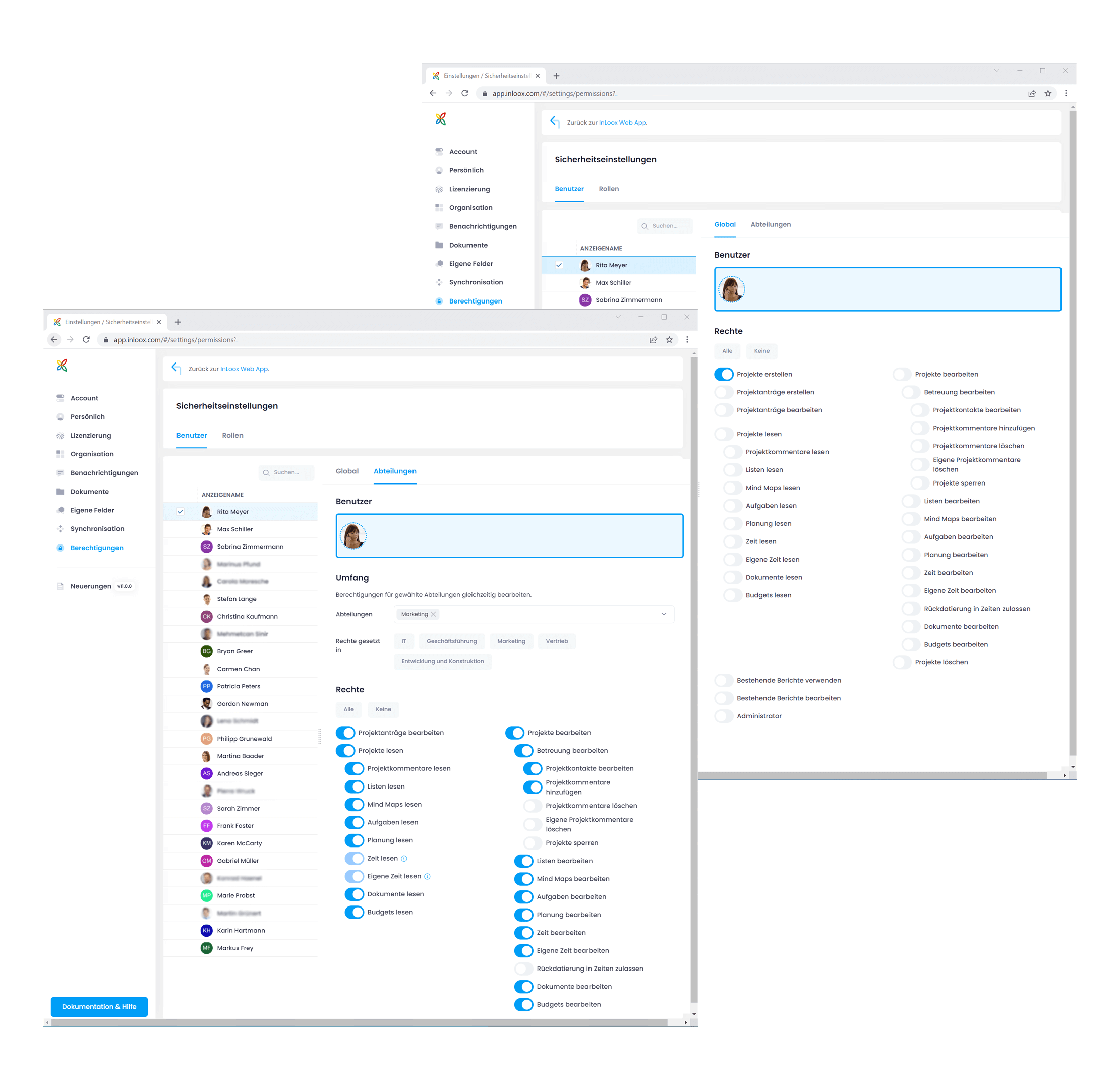 InLoox 11.0 - Abteilungsrechte