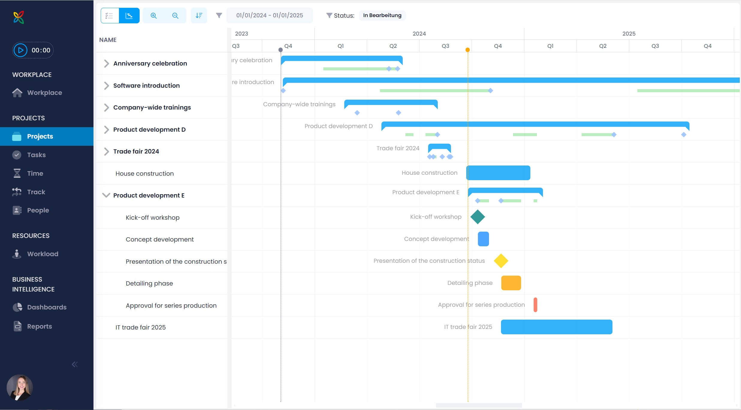 Project-wide timeline view in InLoox