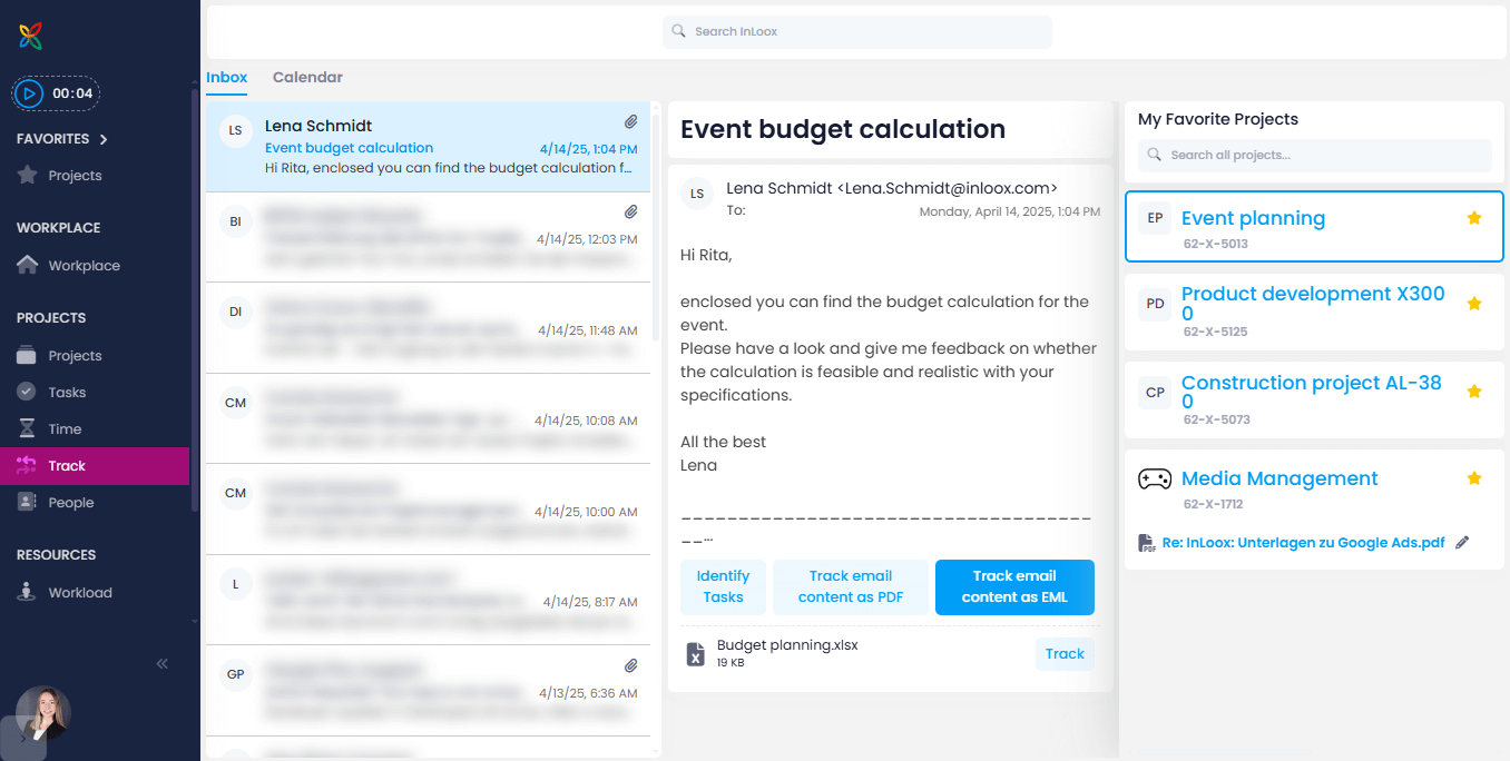 Track email content as EML
