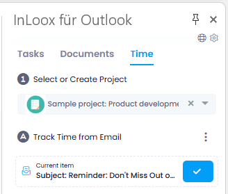 Outlook Add-in: Track time from Email