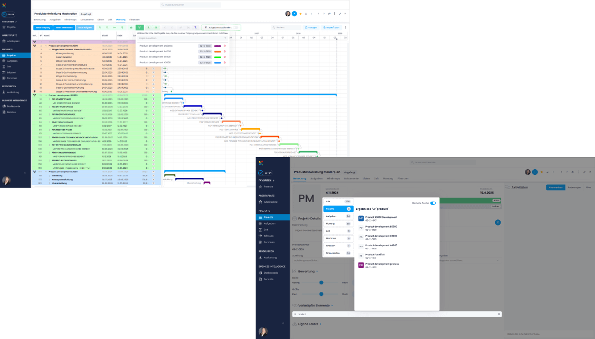 Projektgruppen und Verknüpfte Elemente in InLoox