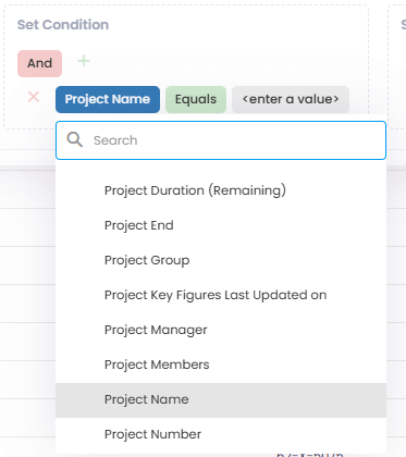 Search for columns in the filter generator, e.g. in conditional formatting